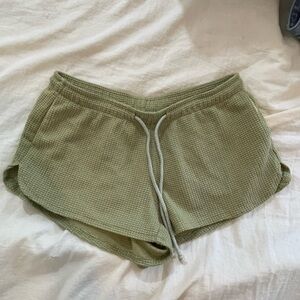 Olive Green Women's Waffle Knit Shorts